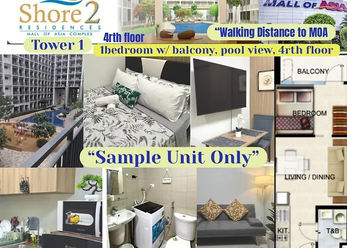 2 Bedrooms And 2 Cr, 1 Ensuite In Shore Residences Pasay Walking Distance To Mall Of And Near In Airport *